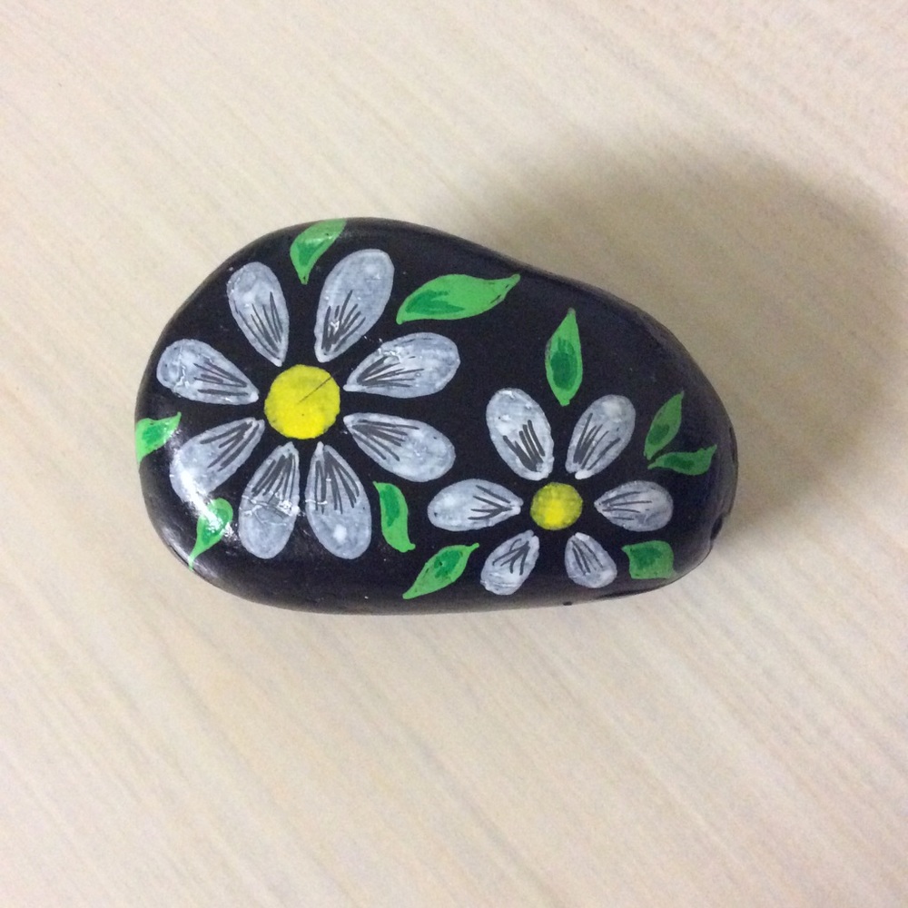 Hand Painted Flower Design Rock